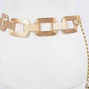 Multi Square Metal Chain Belt Gold